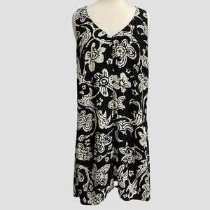 CAbi 5263 Dress Modern Padma Floral Racerback Mini Shift Sundress Black Size M